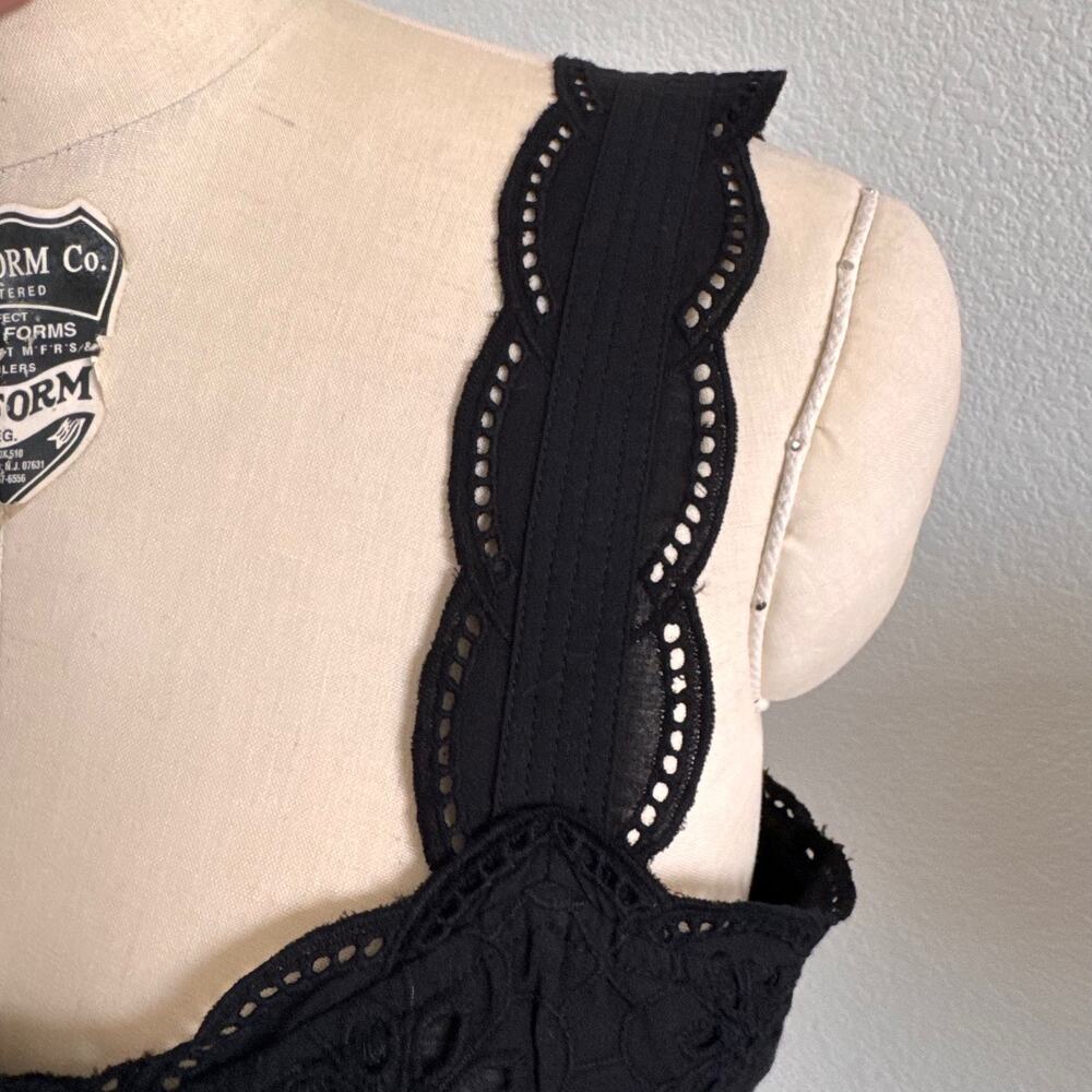The Kooples | NWT Black Cotton Eyelet Peplum Top Size XS/S Button Front - Picture 6 of 11